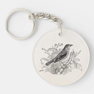 Llavero Pájaros retros personalizados pájaro del usignuo
