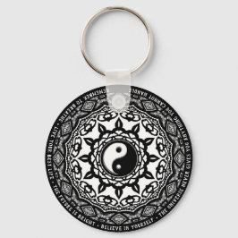 Llavero Palabras recordatorias del diario Black White Yin 