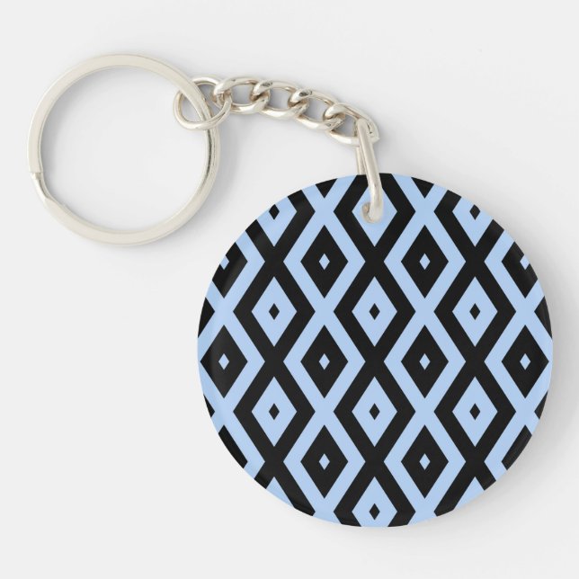 Llavero Pale blue and black diamond pattern (Frente)