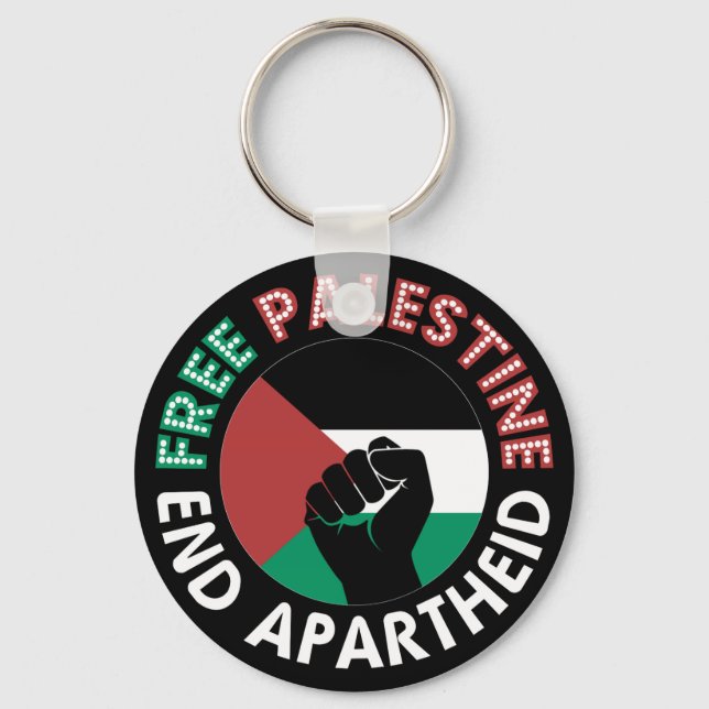 Llavero Palestina Libre termina con bandera del Apartheid  (Anverso)