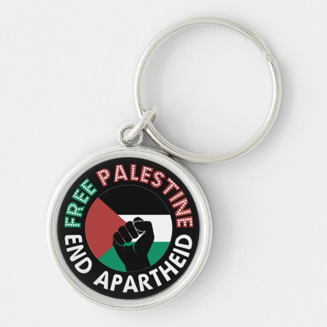 Llavero Palestina Libre termina con bandera del Apartheid  (Frente)