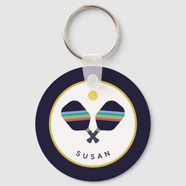 Llavero Paletas de peletería Nombre personalizado amarillo (Anverso)