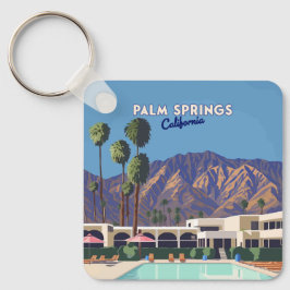 Llavero Palm Springs California Pool Hotel Trees Retro
