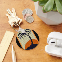 Llavero Palm Tree Tropical Sun Naranja negro Crochet Print