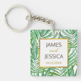 Llavero Palm Tree Tropical Wedding Favor de plaza acrílica