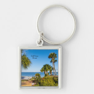 Llavero Palm Trees Bayside Morning Square Keychain