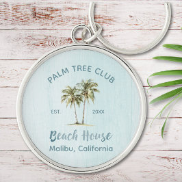 Llavero Palm Trees de Madera Azul Clara Casa de Playa Mode