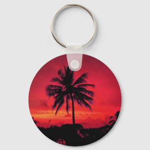 Llavero Palm Trees Exóticas Rojas de Hawaii Sunset