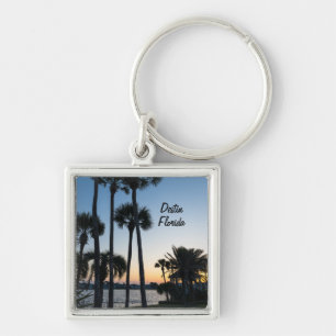 Llavero Palm Trees Sunrise Destin Florida Square Keychain