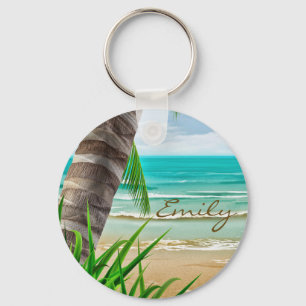 Llavero Palm Trees Tropicales Beach Island Personalizada