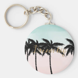 Llavero Palm Trees Tropicales Mint Pink Ombre de oro sueña