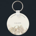 Llavero Palm Trees Watercolor Tan Favor de la boda costera<br><div class="desc">Palm Trees Watercolor Tan Coastal Wedding favorece la cadena de claves que usted puede personalizar fácilmente para su día especial. Reúna completamente su propósito para otros eventos importantes en su vida haciendo clic en el botón "Personalizar esto"</div>