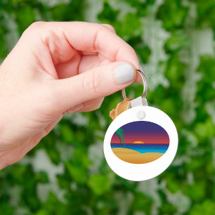 Llavero Palm Tropical Sunset Beach deja olas oceánicas