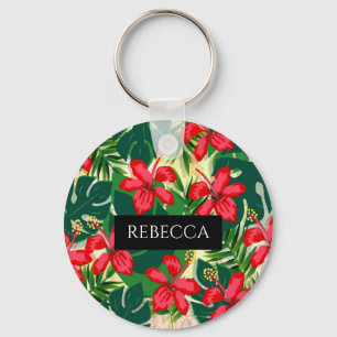 Llavero Palm verde tropical deja cadena de claves monogram