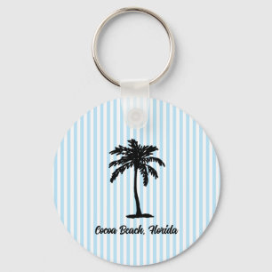 Llavero Palmera de playa personalizada franja azul náutica