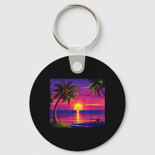 Llavero Palmera de verano puesta de sol amanecer playa tro