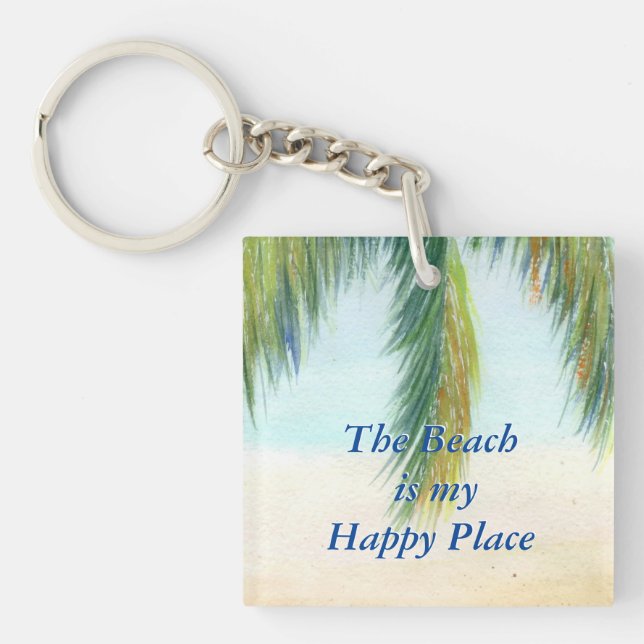 Llavero Palmera en un día soleado en la playa (Frente)