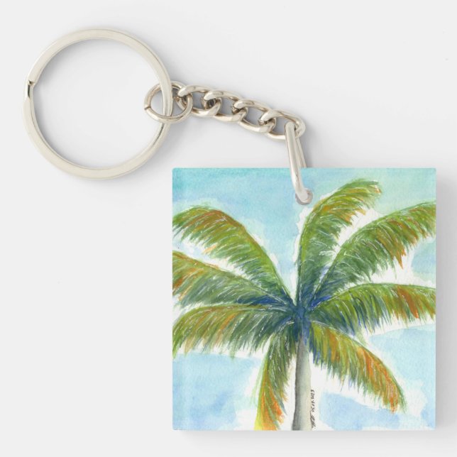 Llavero palmera tropical Beach en un día soleado (Frente)