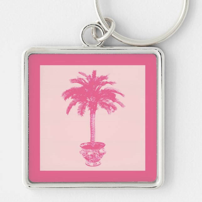 Llavero Palmeras potentes en tonos rosa coral (Frente)