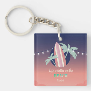 Llavero Palmeras, Surfboard, String Lights Beach