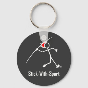 Llavero Palo Con Deporte Javelin Stickman Rojo Oscuro