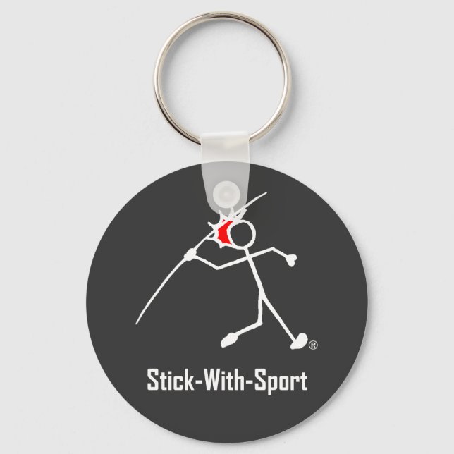 Llavero Palo Con Deporte Javelin Stickman Rojo Oscuro (Anverso)