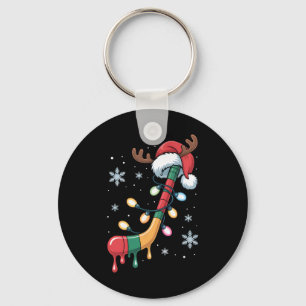 Llavero Palo de Hockey Goteando Sombrero de Santa Navidad 