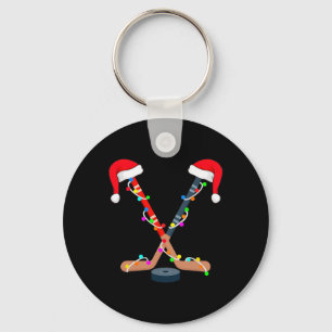 Llavero Palo de Hockey sobre Hielo de Navidad Sombrero de