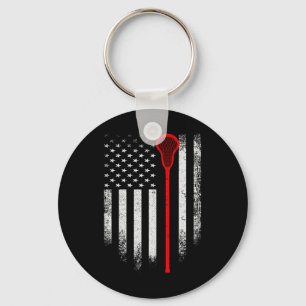 Llavero Palo de Lacrosse Vintage Usa Bandera Americana Det