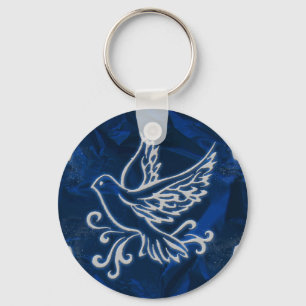 Llavero Paloma en el Relieve metalizado azul