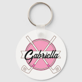 Llavero Palos de Golf Personalizados de Color Rosa con Mon