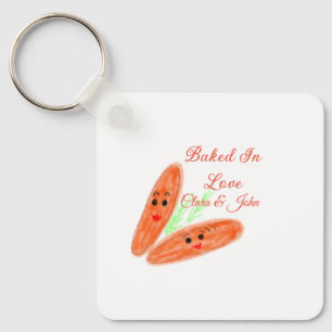 Llavero pan naranja pareja emoji horneado con amor agregar