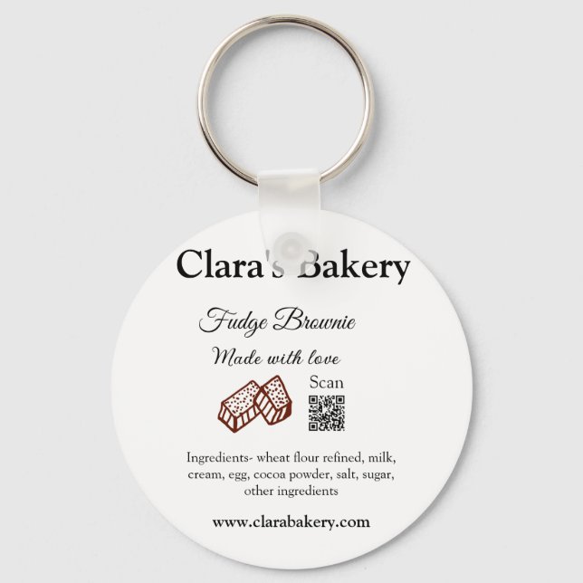 Llavero Panadería brownie agrega ingredientes hechos con a (Anverso)