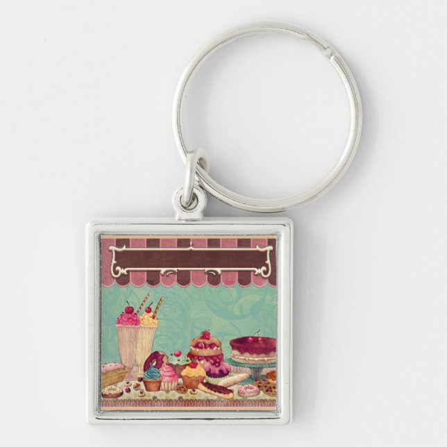 Llavero Pancarta de Rótulo de pastel Fiesta (Frente)