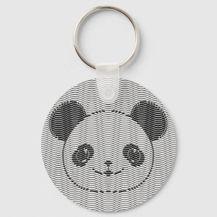 Llavero Panda Bear Face On Wave Pattern