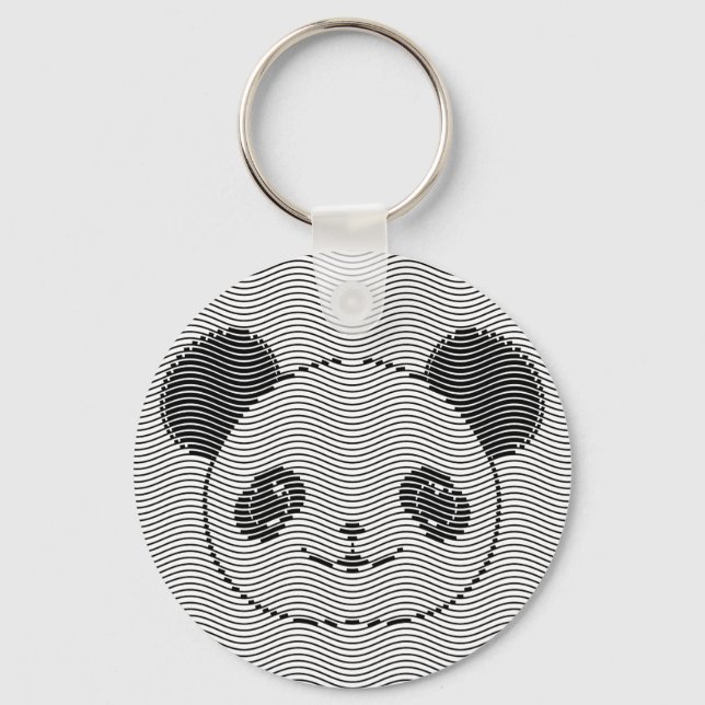 Llavero Panda Bear Face On Wave Pattern (Anverso)