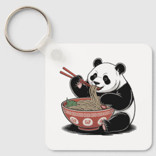 Llavero Panda Comer Ramen Estilo Retro Japonés Ukiyo-e