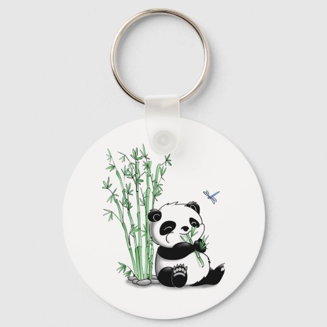 Llavero Panda Comiendo Bamboo (Anverso)