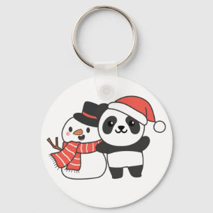Llavero Panda Con Snowman En Invierno Para Navidades Keych