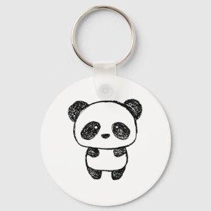 Llavero Panda de bebé lindo dibujado en carbón vegetal #