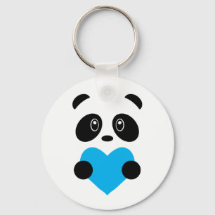 Llavero Panda de corazón azul claro