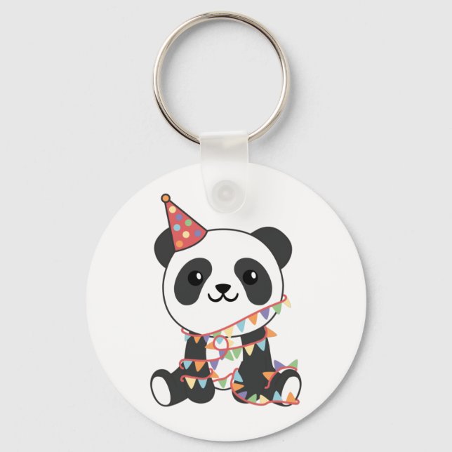 Llavero Panda De Cumpleaños Para Los Niños Una Cadena Clav (Anverso)