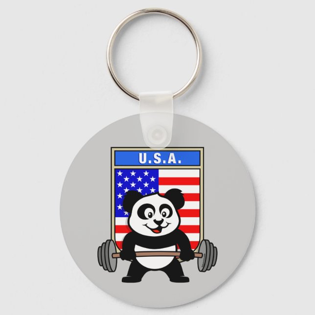 Llavero Panda de elevación de pesas de Estados Unidos (Anverso)