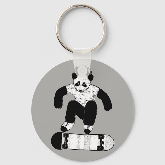 Llavero Panda de Skateboarding (Anverso)