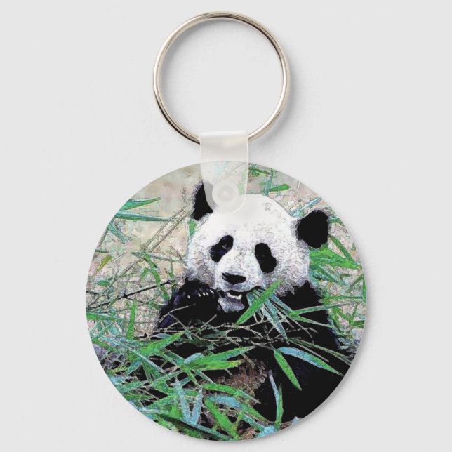 Llavero Panda Eating Leaves (Anverso)
