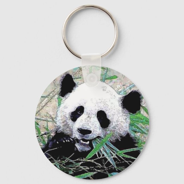 Llavero Panda Eating Leaves Grilleras (Anverso)