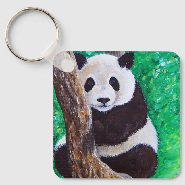 Llavero Panda en una cadena de claves de pintura de árbole (Anverso)