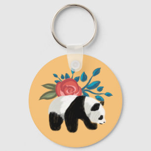 Llavero Panda floral con Rosa en cada grano