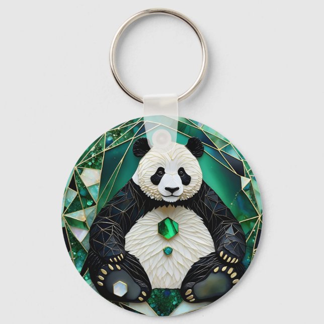 Llavero Panda geométrica mesmerizante (Anverso)