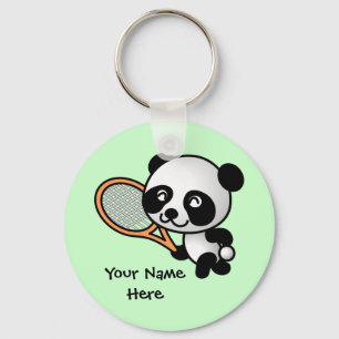Llavero Panda Jugando Tenis Keychain personalizable